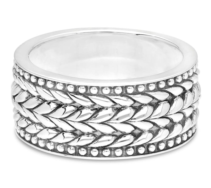 Tiffany Kay Studio Sterling Bead & HerringboneWide Band Ring — Main view
