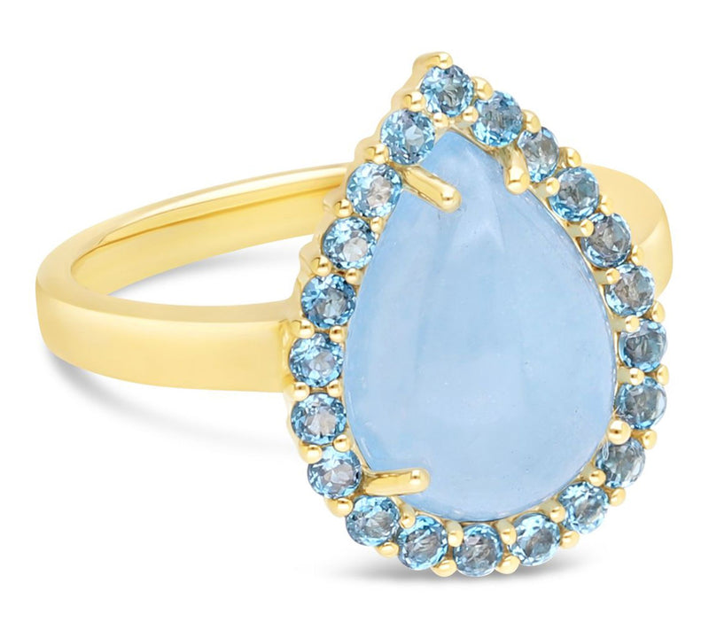 Ariva Silver 18K Clad Blue Jadeite & Topaz Delphine Ring — View 4