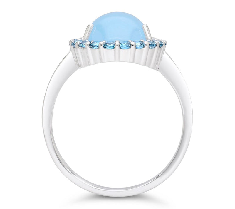 Ariva Silver 18K Clad Blue Jadeite & Topaz Delphine Ring — View 2