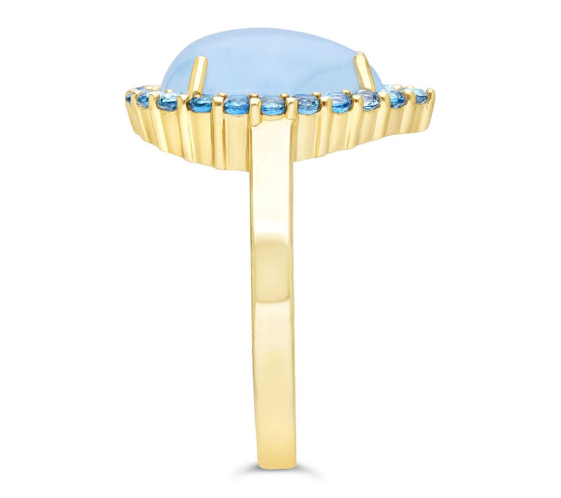 Ariva Silver 18K Clad Blue Jadeite & Topaz Delphine Ring — View 5
