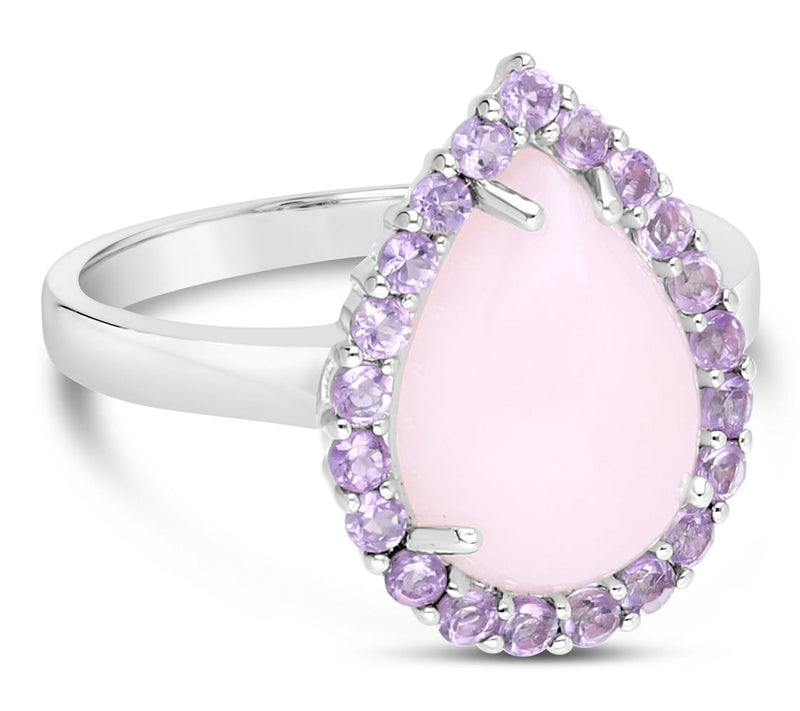 Ariva Sterling Silver Pink Opal & Pink AmethystDelphine Ring — View 11