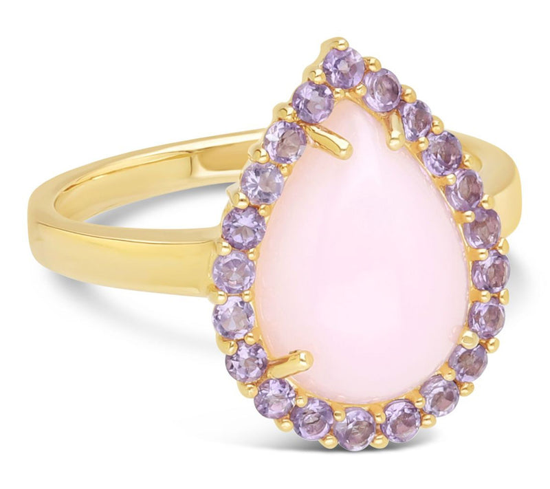 Ariva Sterling Silver Pink Opal & Pink AmethystDelphine Ring — View 12