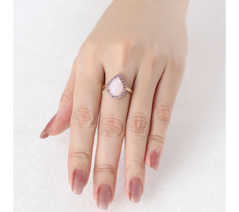Ariva Sterling Silver Pink Opal & Pink AmethystDelphine Ring — View 7