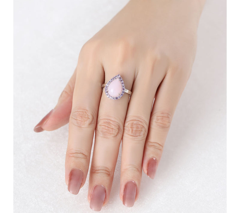 Ariva Sterling Silver Pink Opal & Pink AmethystDelphine Ring — View 8