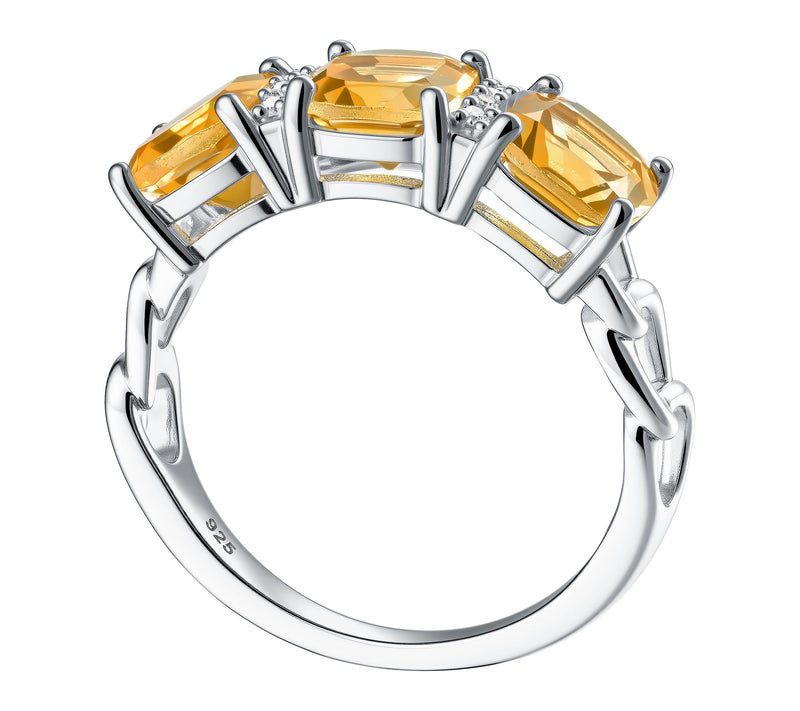 Affinity Gems 3-Stone Gemstone Cushion Band Ring, Sterling — View 9
