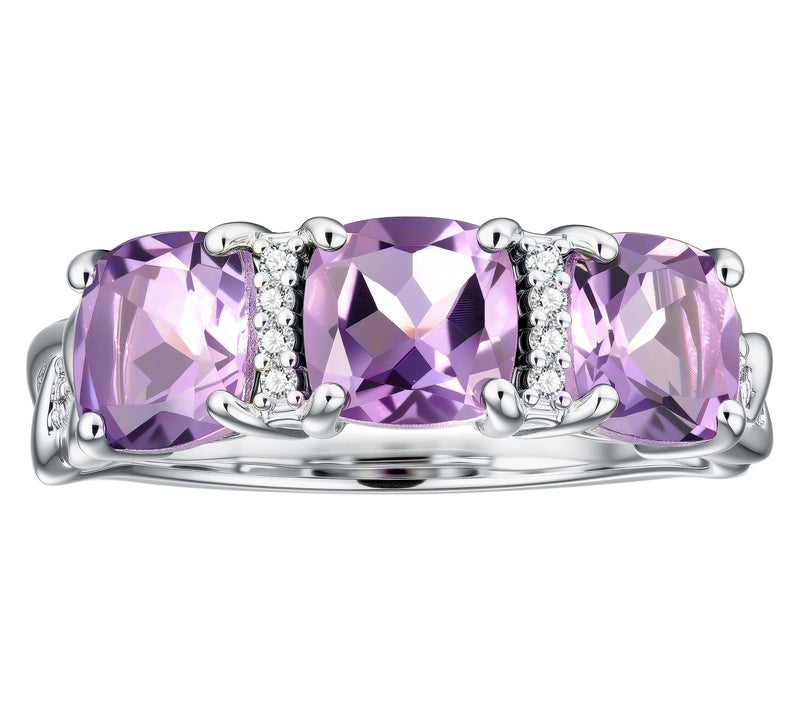 Affinity Gems 3-Stone Gemstone Cushion Band Ring, Sterling — View 11