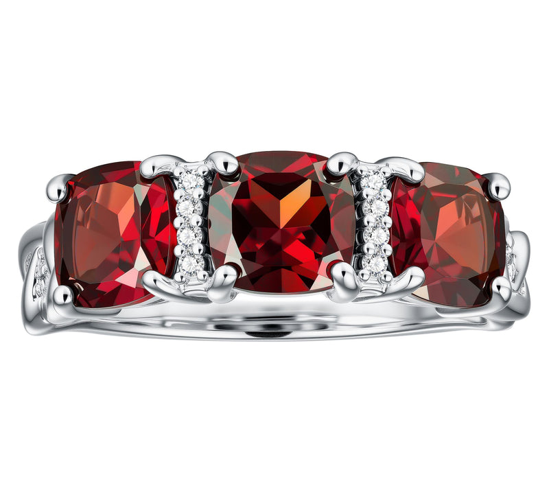 Affinity Gems 3-Stone Gemstone Cushion Band Ring, Sterling — View 12