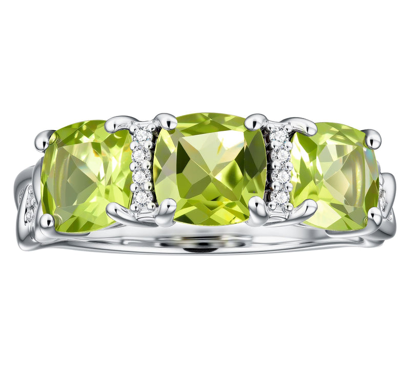 Affinity Gems 3-Stone Gemstone Cushion Band Ring, Sterling — View 13