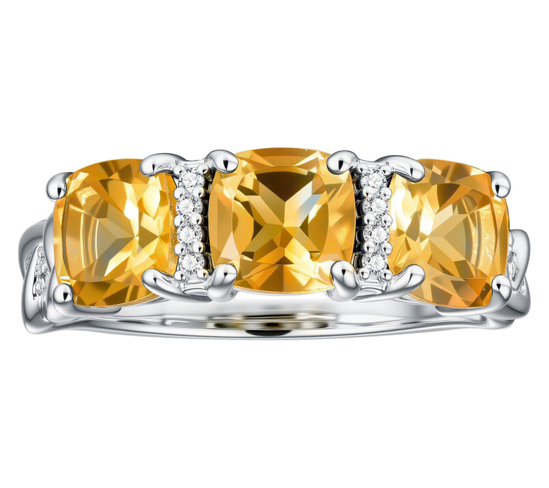 Affinity Gems 3-Stone Gemstone Cushion Band Ring, Sterling — View 14