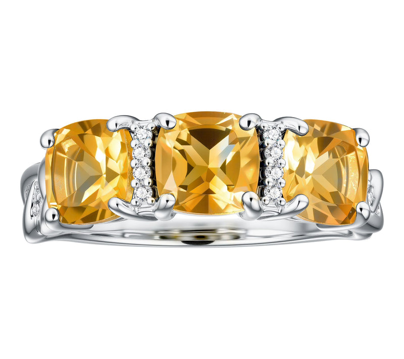 Affinity Gems 3-Stone Gemstone Cushion Band Ring, Sterling — View 6