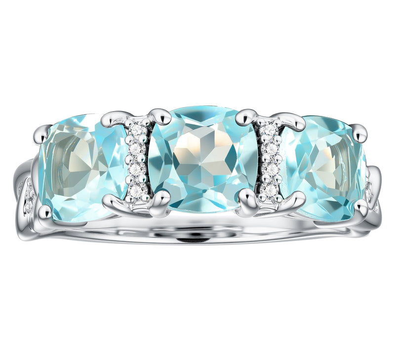 Affinity Gems 3-Stone Gemstone Cushion Band Ring, Sterling — View 15
