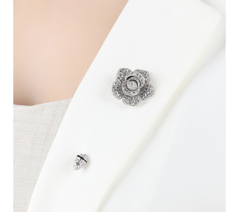 Dallas Prince Sterling Silver Chrome MarcasiteRose Stick Pin — View 4