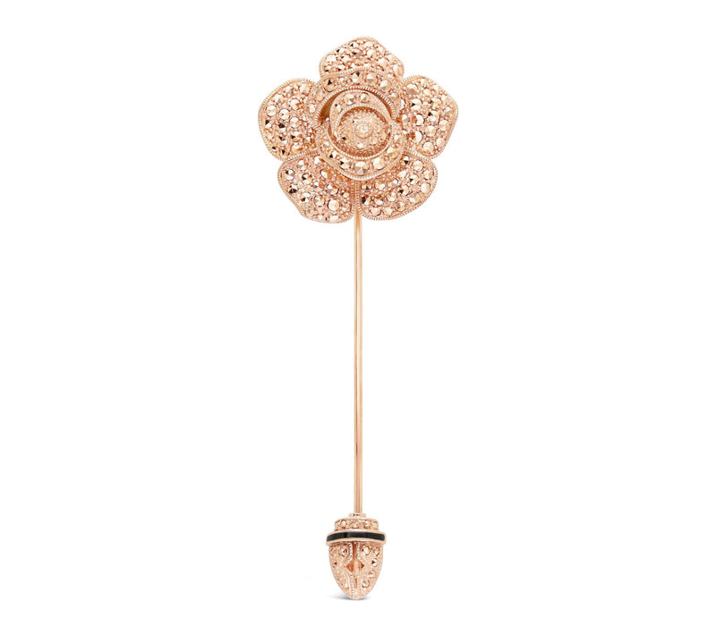 Dallas Prince 14K Gold Clad Chrome Marcasite Rose Stick Pin — View 11