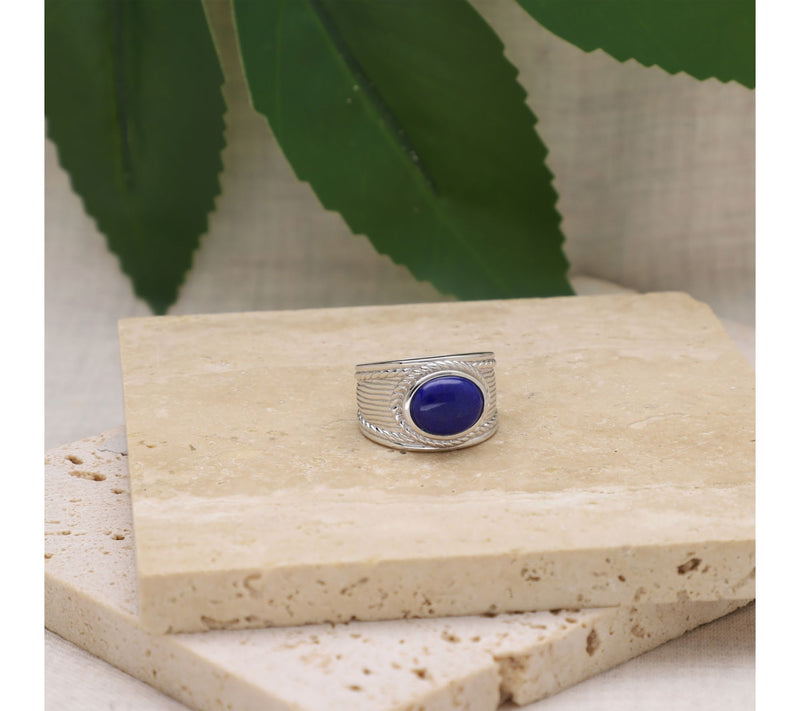 Ariva Sterling Textured Gemstone Arden Ring — View 7