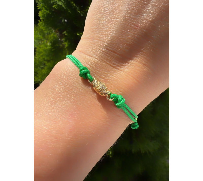 Goddaughters 14K Clad White Topaz Lotus Green Cord Bracelet — View 4
