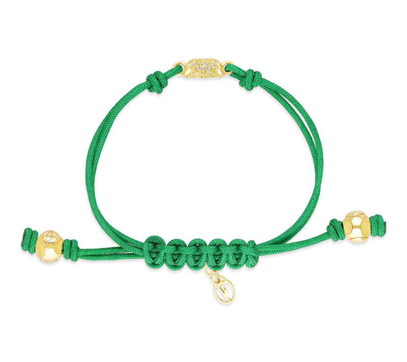 Goddaughters 14K Clad White Topaz Lotus Green Cord Bracelet — View 3
