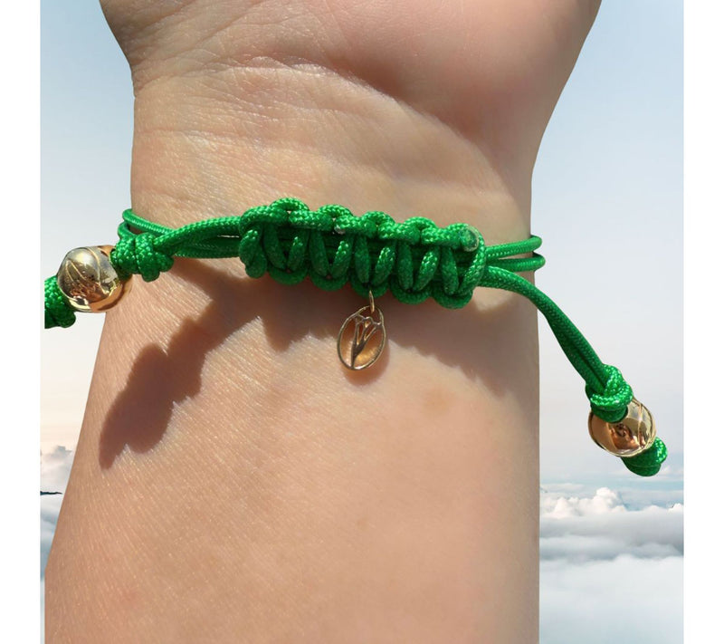 Goddaughters 14K Clad White Topaz Lotus Green Cord Bracelet — View 5