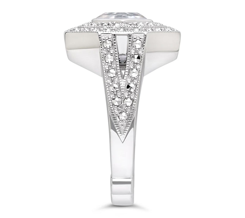 Dallas Prince Sterling Chrome Marcasite & WhiteTopaz Ring — View 3