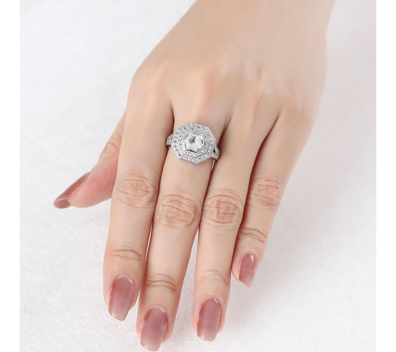 Dallas Prince Sterling Chrome Marcasite & WhiteTopaz Ring — View 4