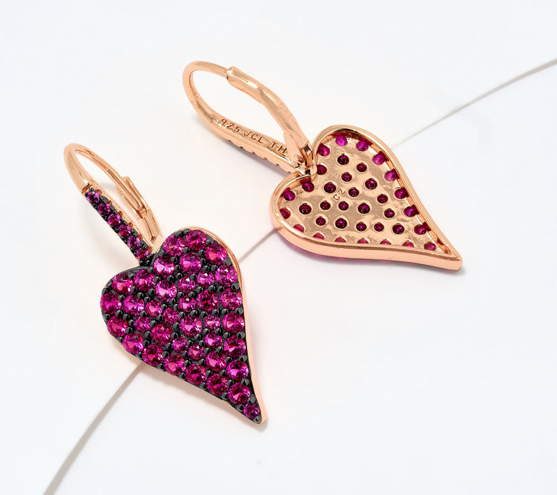 Diamonique x Jennifer Miller Pave Heart Earrings, Sterling Silver — View 4