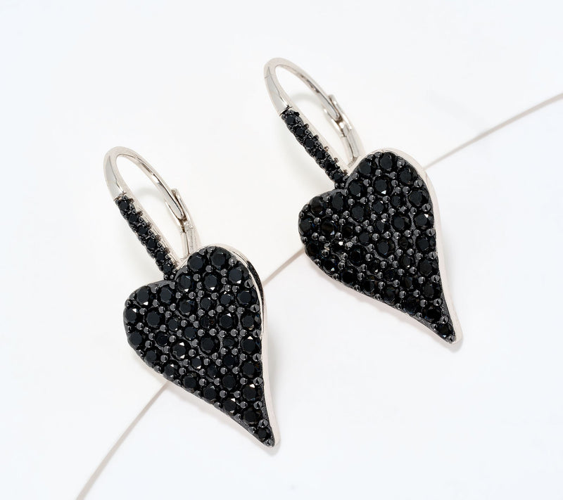 Diamonique x Jennifer Miller Pave Heart Earrings, Sterling Silver — View 13