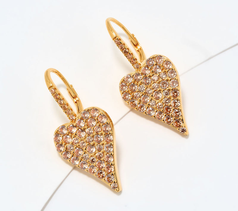 Diamonique x Jennifer Miller Pave Heart Earrings, Sterling Silver — View 14
