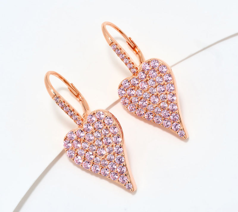 Diamonique x Jennifer Miller Pave Heart Earrings, Sterling Silver — View 17