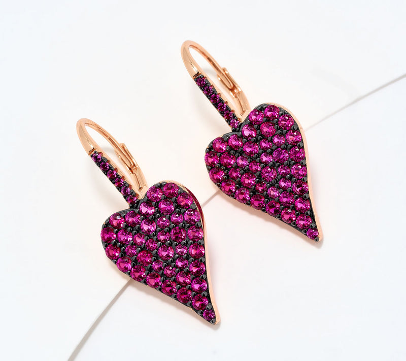 Diamonique x Jennifer Miller Pave Heart Earrings, Sterling Silver — Main view