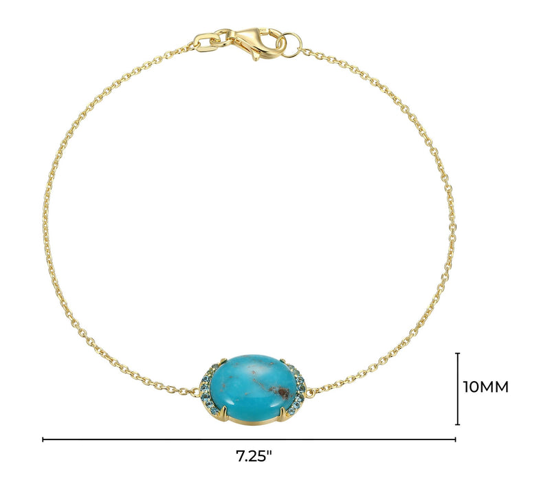 Affinity Gems Turquoise & Blue Topaz Bracelet,18k Gold Plated — View 5