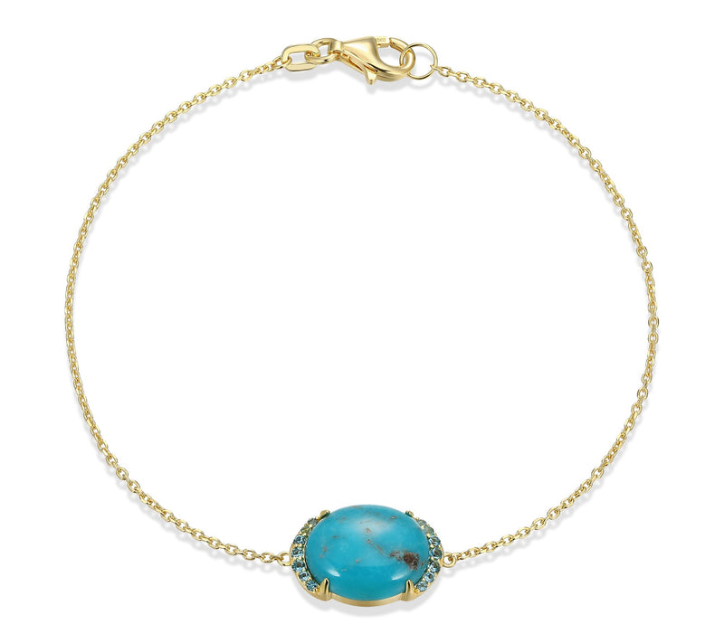 Affinity Gems Turquoise & Blue Topaz Bracelet,18k Gold Plated — Main view