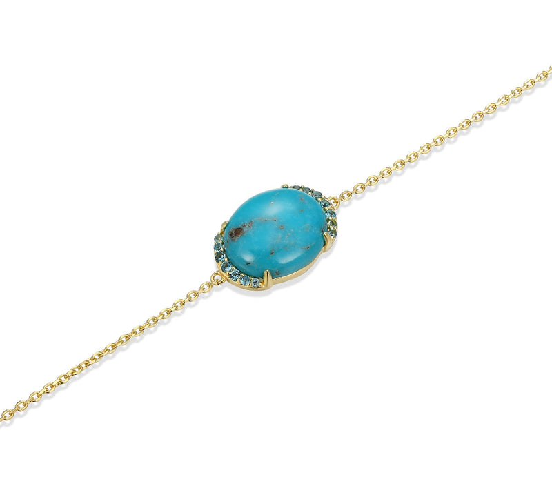 Affinity Gems Turquoise & Blue Topaz Bracelet,18k Gold Plated — View 3