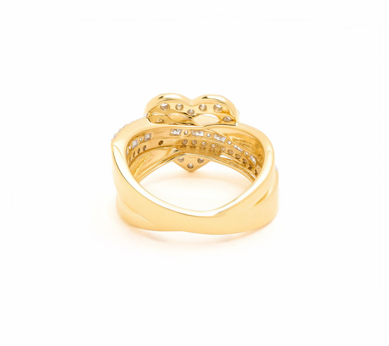 Fire Light Lab Grown Diamond 0.86 ct Heart Ring, 14K Gold Plated — View 2
