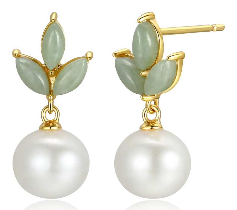 Affinity Cultured Pearl & Jade Earring NecklaceSet, 18k Plate — View 4