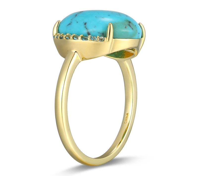 Affinity Gems Turquoise & Blue Topaz Ring, 18kGold Plated — View 2