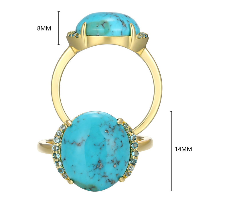 Affinity Gems Turquoise & Blue Topaz Ring, 18kGold Plated — View 5