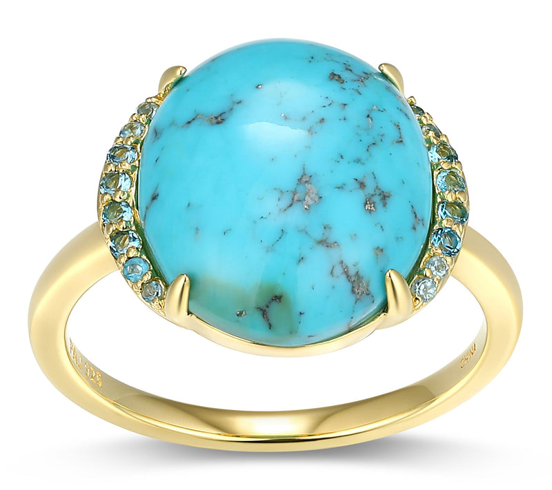 Affinity Gems Turquoise & Blue Topaz Ring, 18kGold Plated — Main view