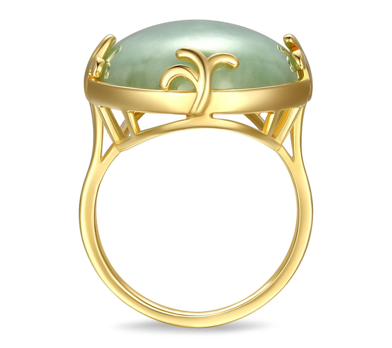 Dynasty Jade Oval Cut Ring, 18k Gold Plated — View 3