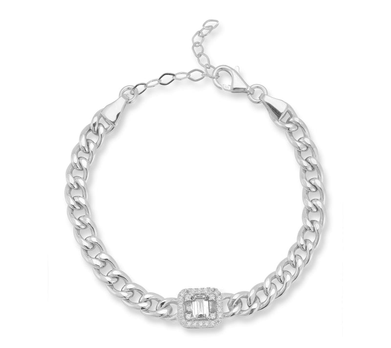 Sterlina Silver Pave Curb Bracelet, Sterling — Main view