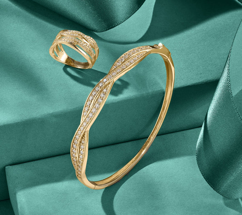 XO TACORI Lab Grown Diamond 1.92 cttw Twisted Bangle, 14K — View 3