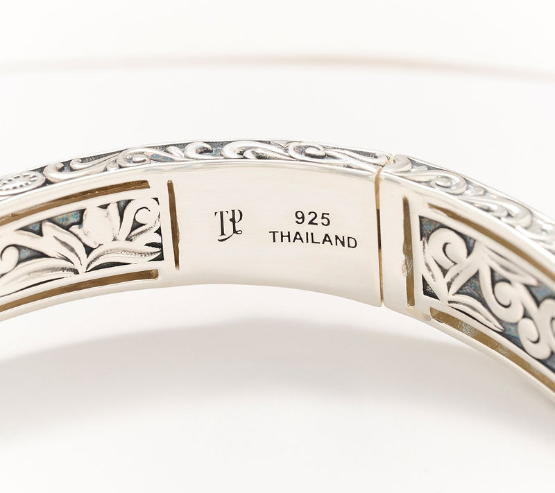 Third Person Sterling Silver Pave Gemstone Bangle Bracelet — View 5