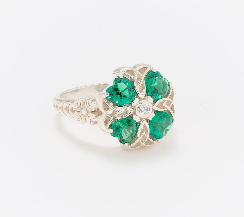 JMH Jewellery Sterling Silver Four Leaf Clover Ring — Main view