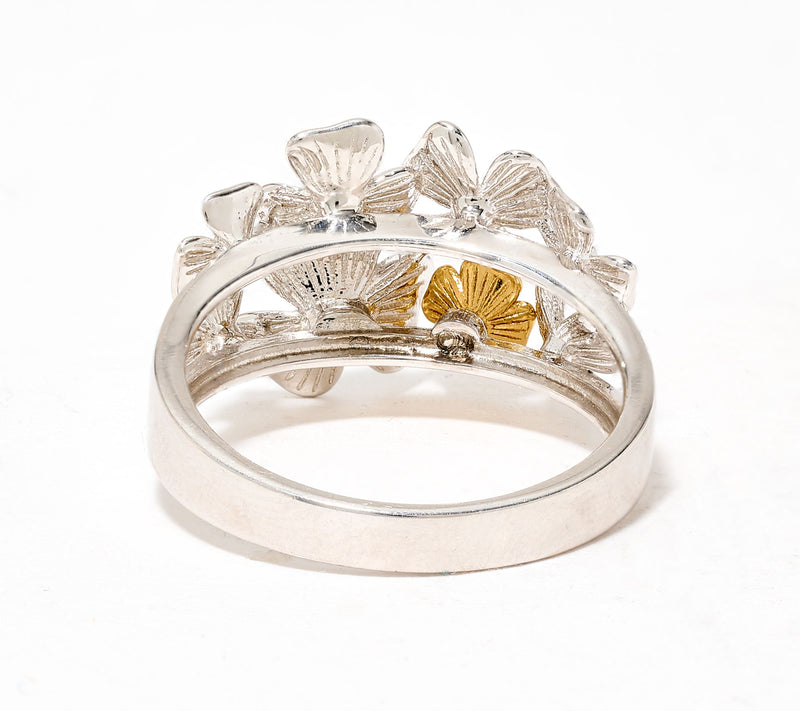 Solvar Sterling Silver & Gold Plated Shamrock Cluster Ring — View 2