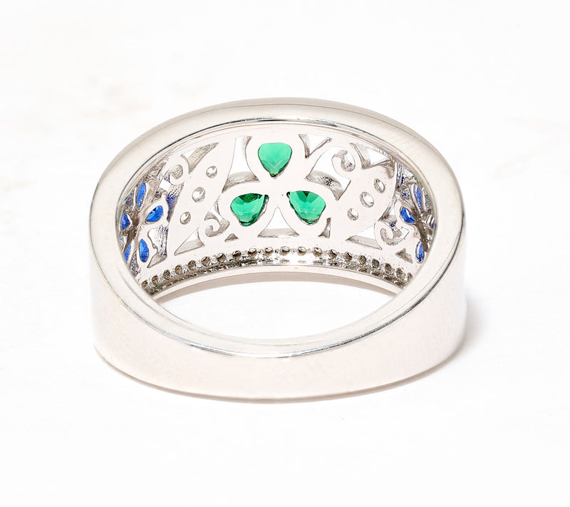 Solvar Sterling Silver Shamrock & Forget Me Not Ring — View 3