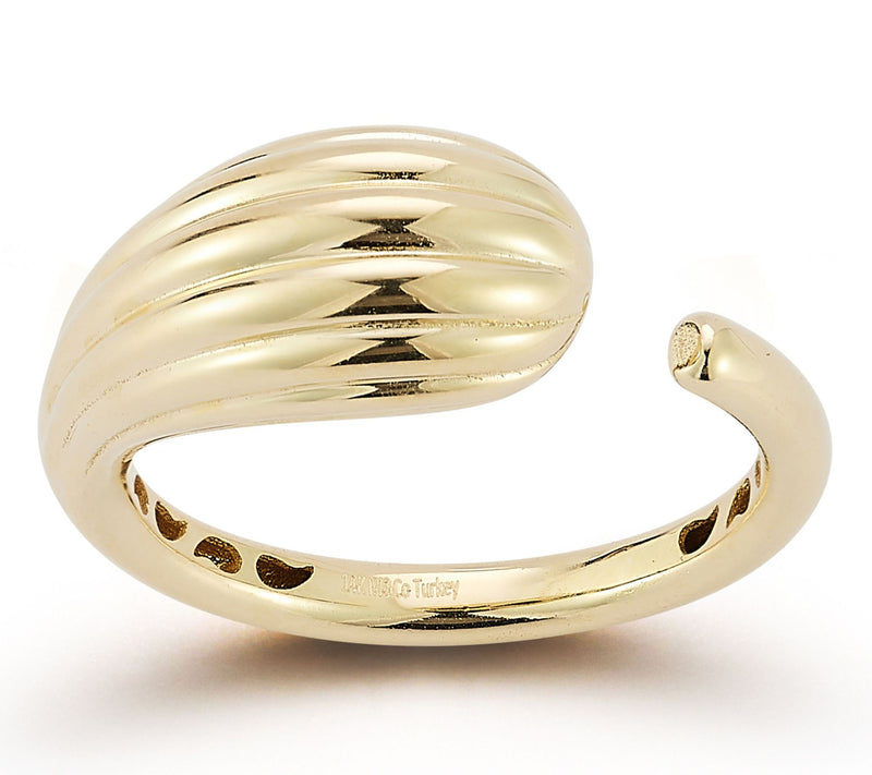 Luminosa Gold Ribbed Claw Ring, 14K — View 7