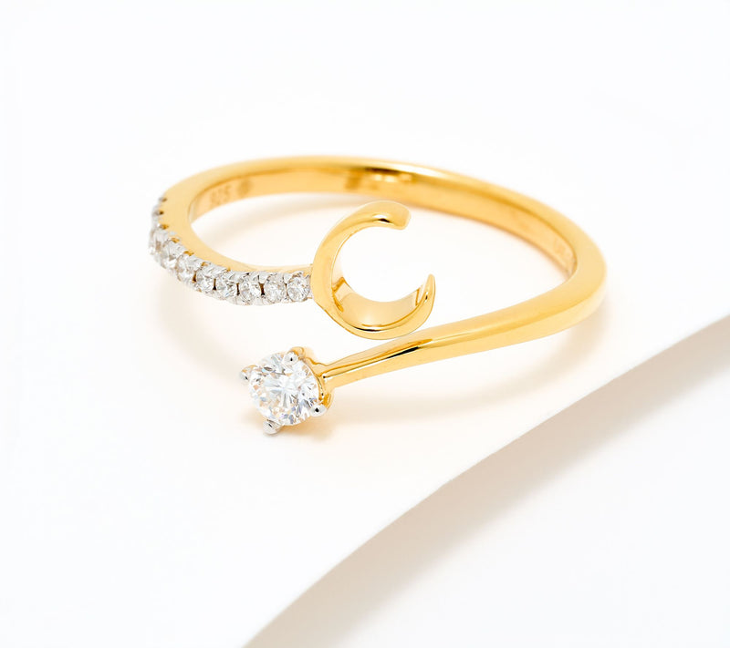 Fire Light Lab Grown Diamond 0.25 cttw Yellow Initial Ring — View 31