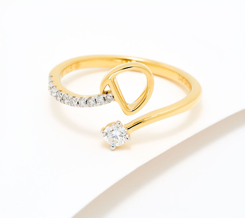 Fire Light Lab Grown Diamond 0.25 cttw Yellow Initial Ring — View 32