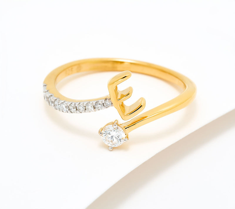 Fire Light Lab Grown Diamond 0.25 cttw Yellow Initial Ring — View 33