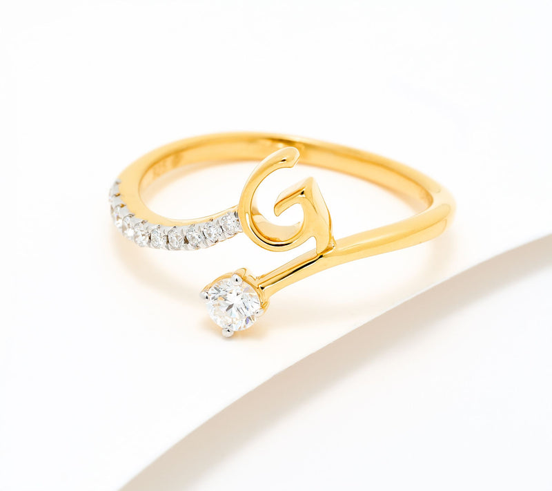 Fire Light Lab Grown Diamond 0.25 cttw Yellow Initial Ring — View 35