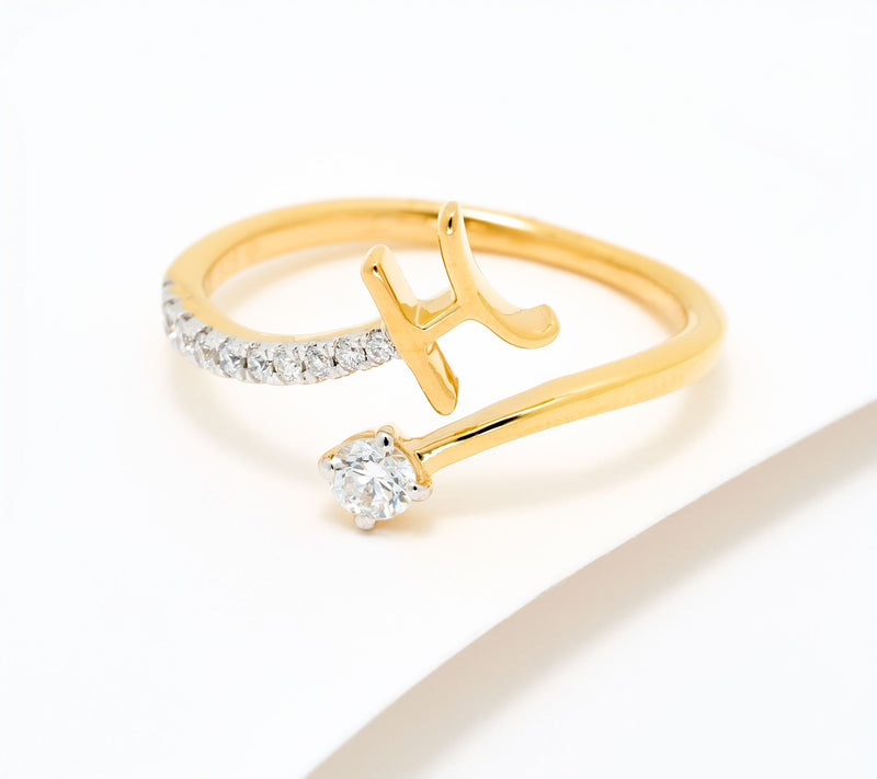 Fire Light Lab Grown Diamond 0.25 cttw Yellow Initial Ring — View 36
