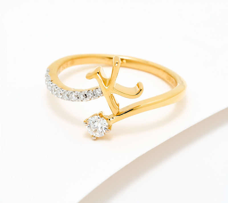 Fire Light Lab Grown Diamond 0.25 cttw Yellow Initial Ring — View 39